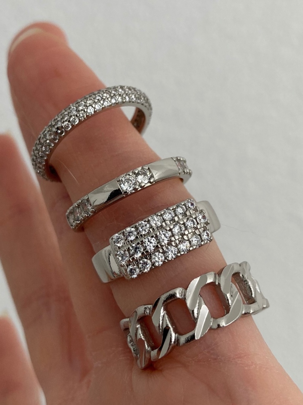 Vanessa Mooney SZ7 Ring SET Silver Stackable layering cocktail Rings Silver Set